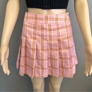 Gorgeous Pink Y2K Skater Mini Plaid Cute Festival Skirt.